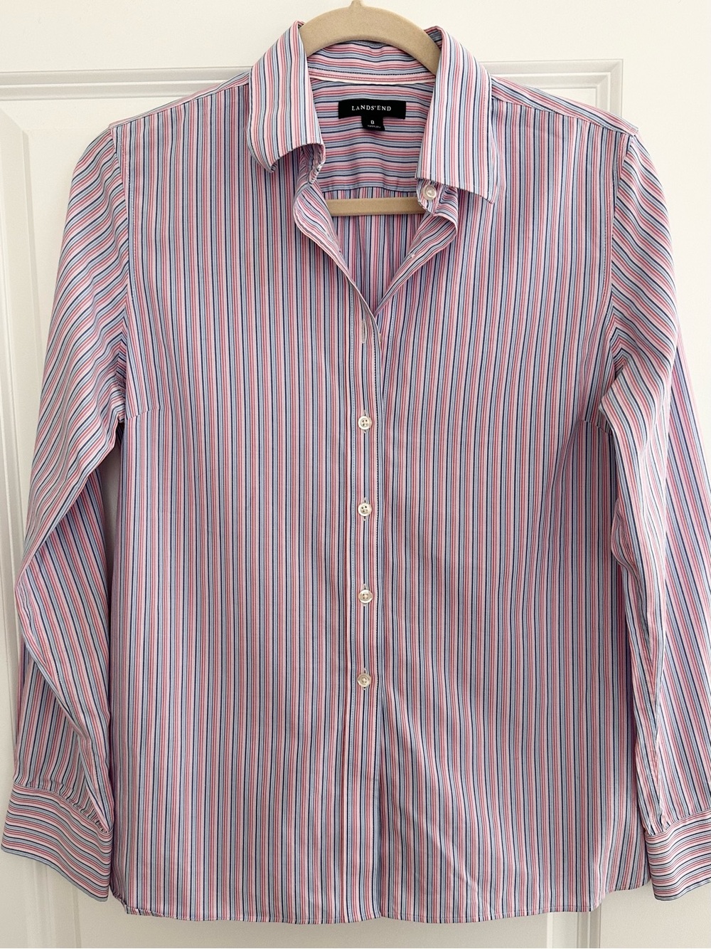 Pink & Blue Rainbow Stripe Spring Summer Button Down Oxford Dress Shirt